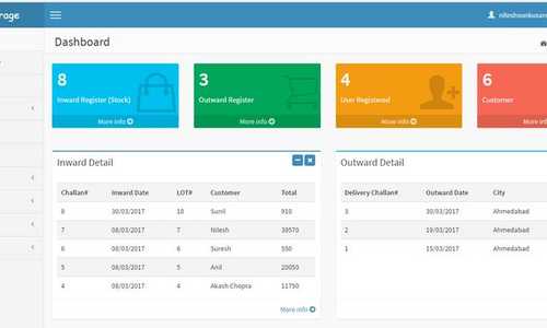 With this site, customer (party) can store it’s items in cold storage system using inward. Cold Storage System is a web based application which has accessible to any where in the world. Admin can manage all the types of master setting details like floor, chamber, rack, unit, item, user management etc. System will assign unique challan no for each new inward request. With inward user may assign LOT Number for inward item which is used for outward. User can also lock the LOT Number which facility very useful when even by mistake LOT number not going to be outward. User will also generate print receipt of inward and outward details. Cold Storage System also used for multiple cold storage company at same time. All cold storage companies (client) data keep separated from others. One client can see only it’s own data. The system has an adminstrator who keeps eye on the overall functioning of the system. Admin can assign different page level access rights to the users.